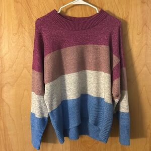 A New Day Purple, Gray and Blue Color Block Sweater